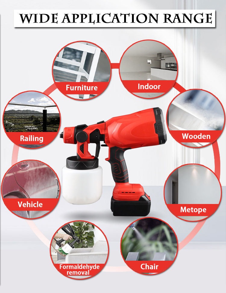 Pistola pulverizadora SmartPaint de alta presión, color rojo y negro, con depósito blanco